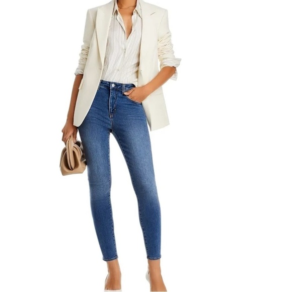 NWT L'agence Margot High Rise Skinny Jeans Size 25” Waist Stretch Blue Neptune - Picture 1 of 15